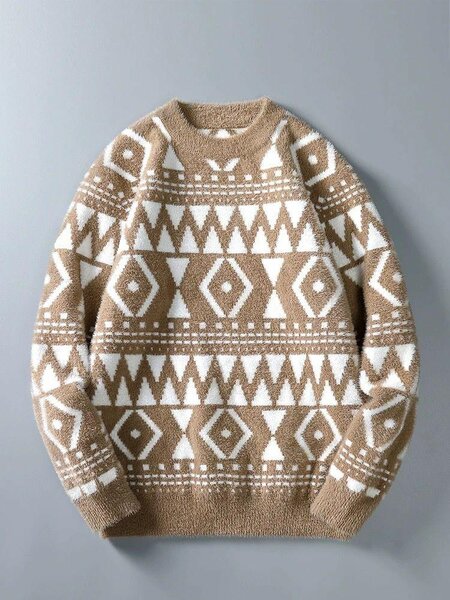 Pull en laine motif géométrique