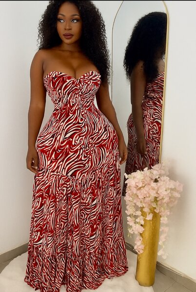 Robe longue avec imprimé zébré