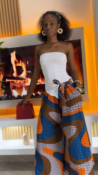 Pantalon ample en wax coloré