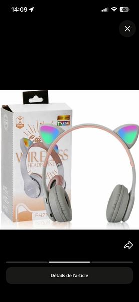 Casque sans fil oreilles chat