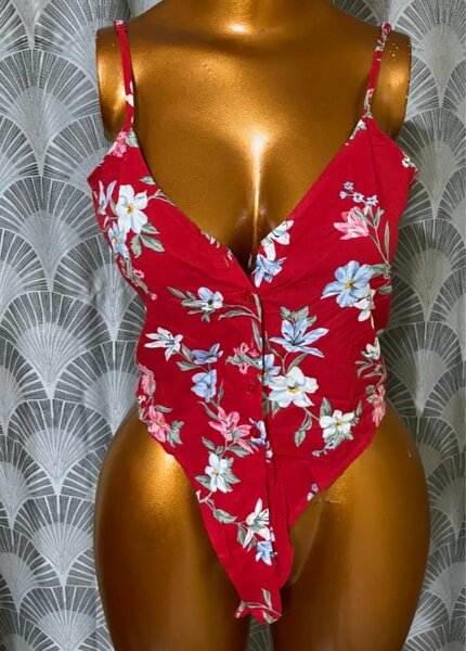 Body fleuri rouge femme