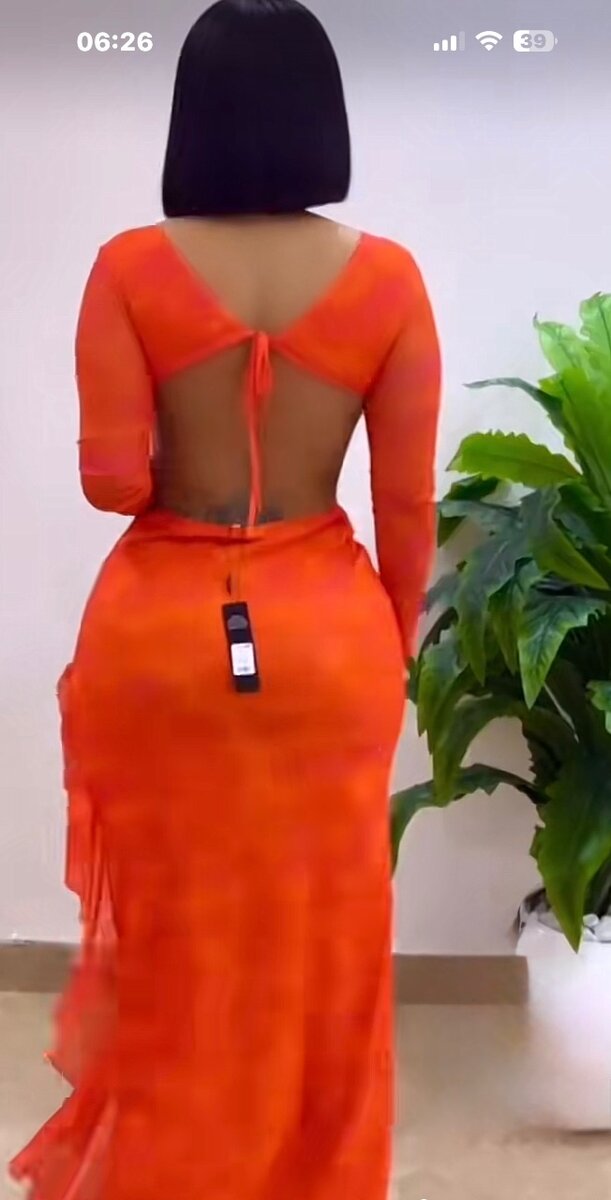 Robe élégante dos nu orange