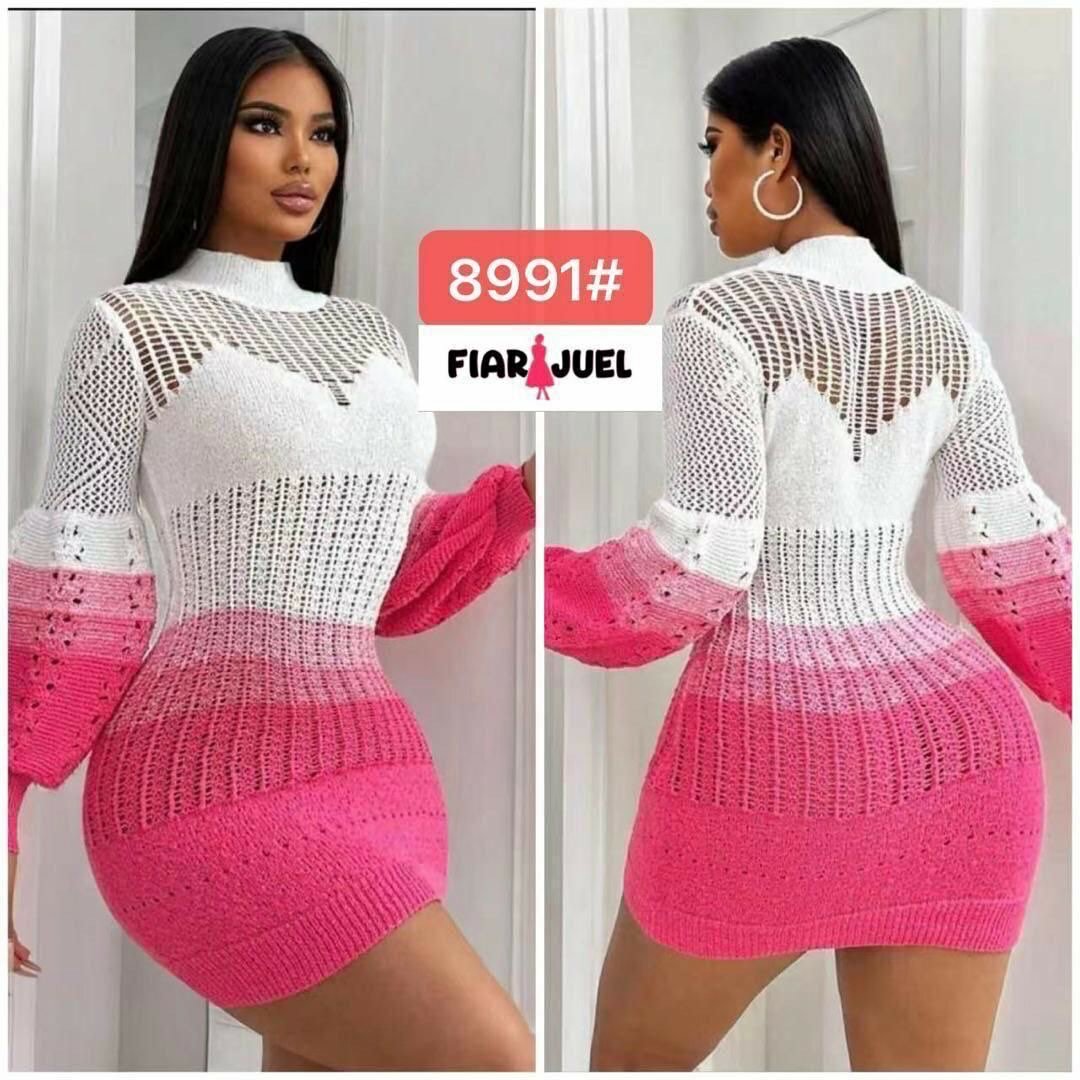 Robe Tricot Bicolore Élégante