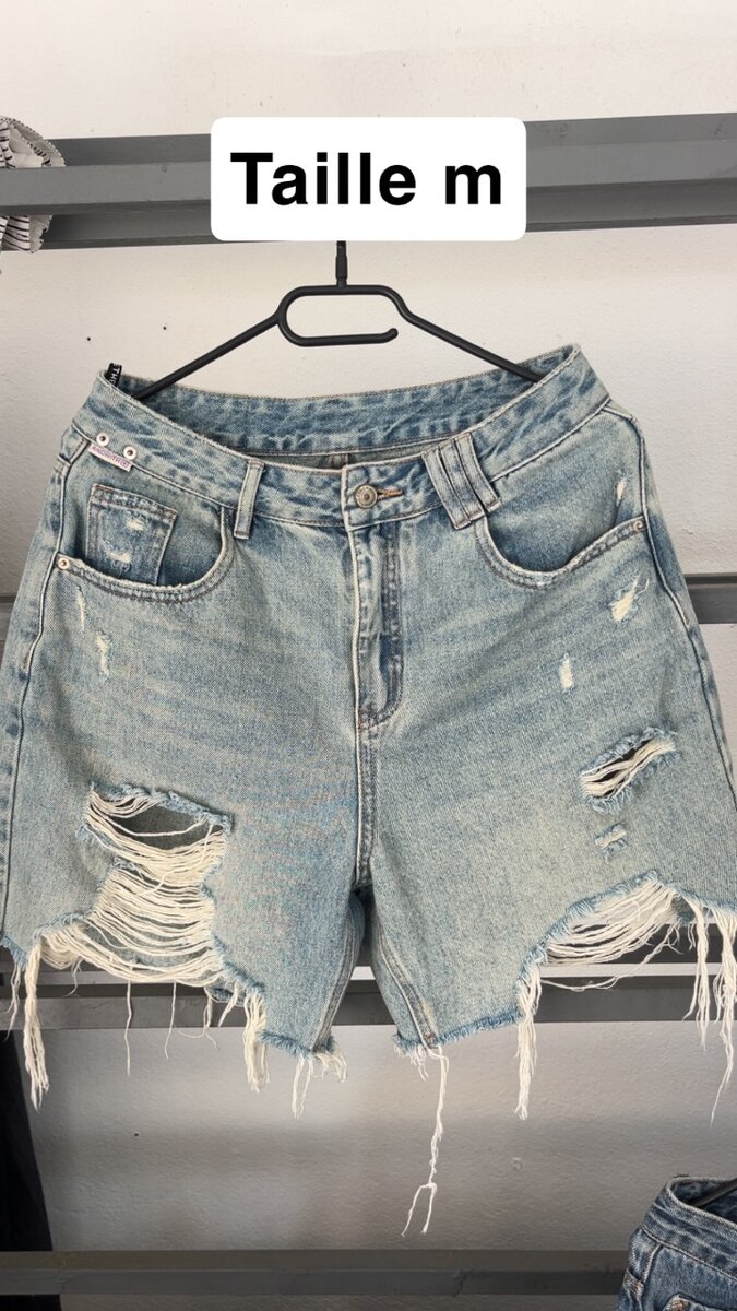 Short en jean déchiré pour femmes M