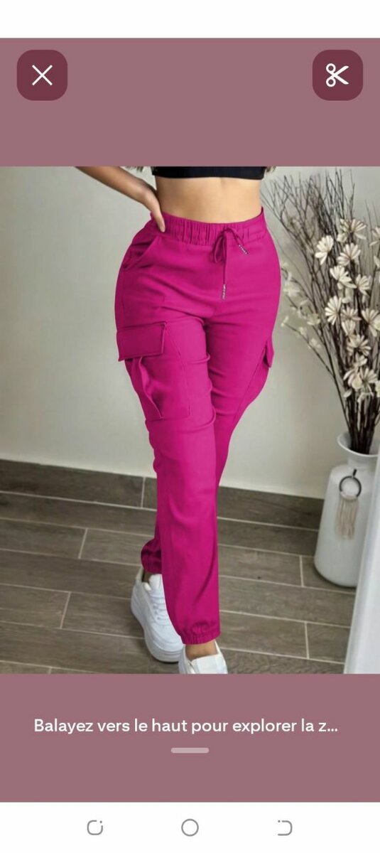 Pantalon cargo rose femme