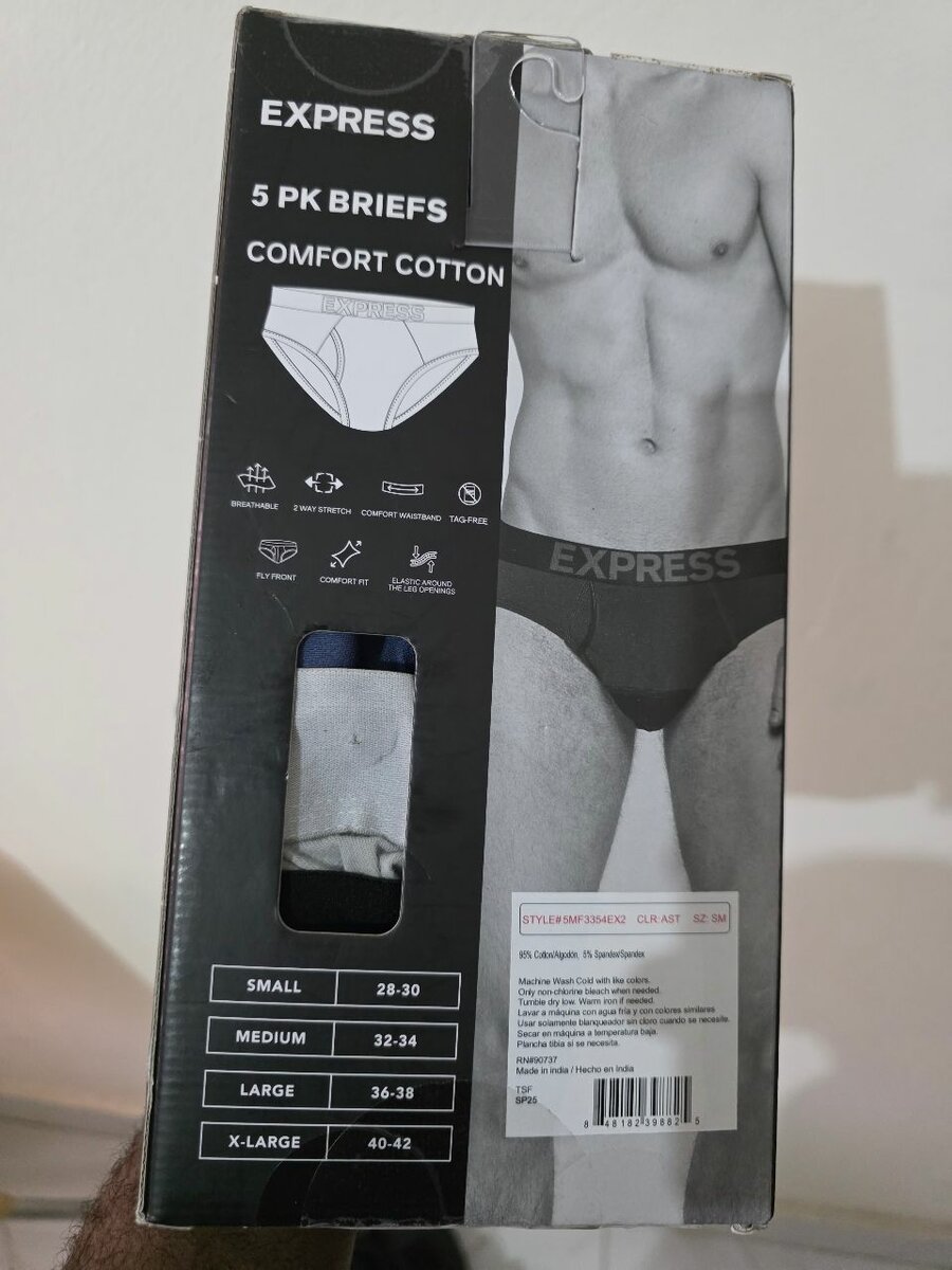 Express - Lot de 5 sous-vêtements homme en coton, slips à ouverture