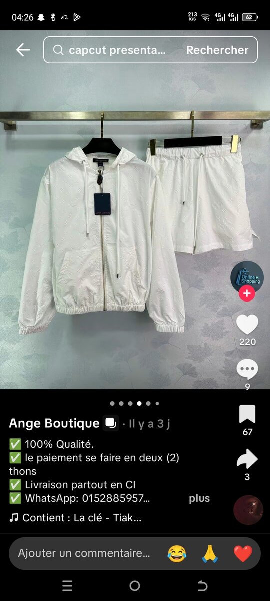 Ensemble Sport Hoodie et Shorts