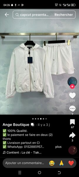 Ensemble Sport Hoodie et Shorts