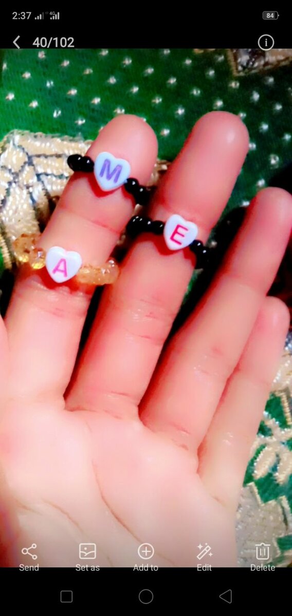 Crystal beaded name ring