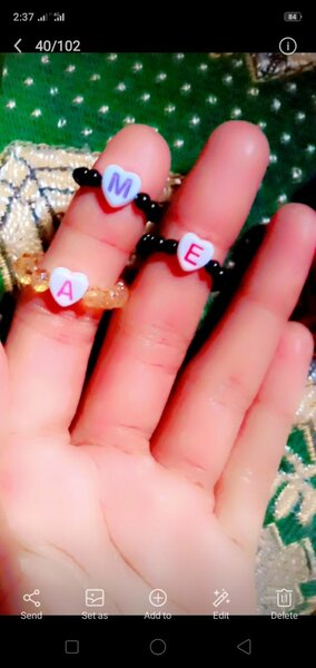 Crystal beaded name ring