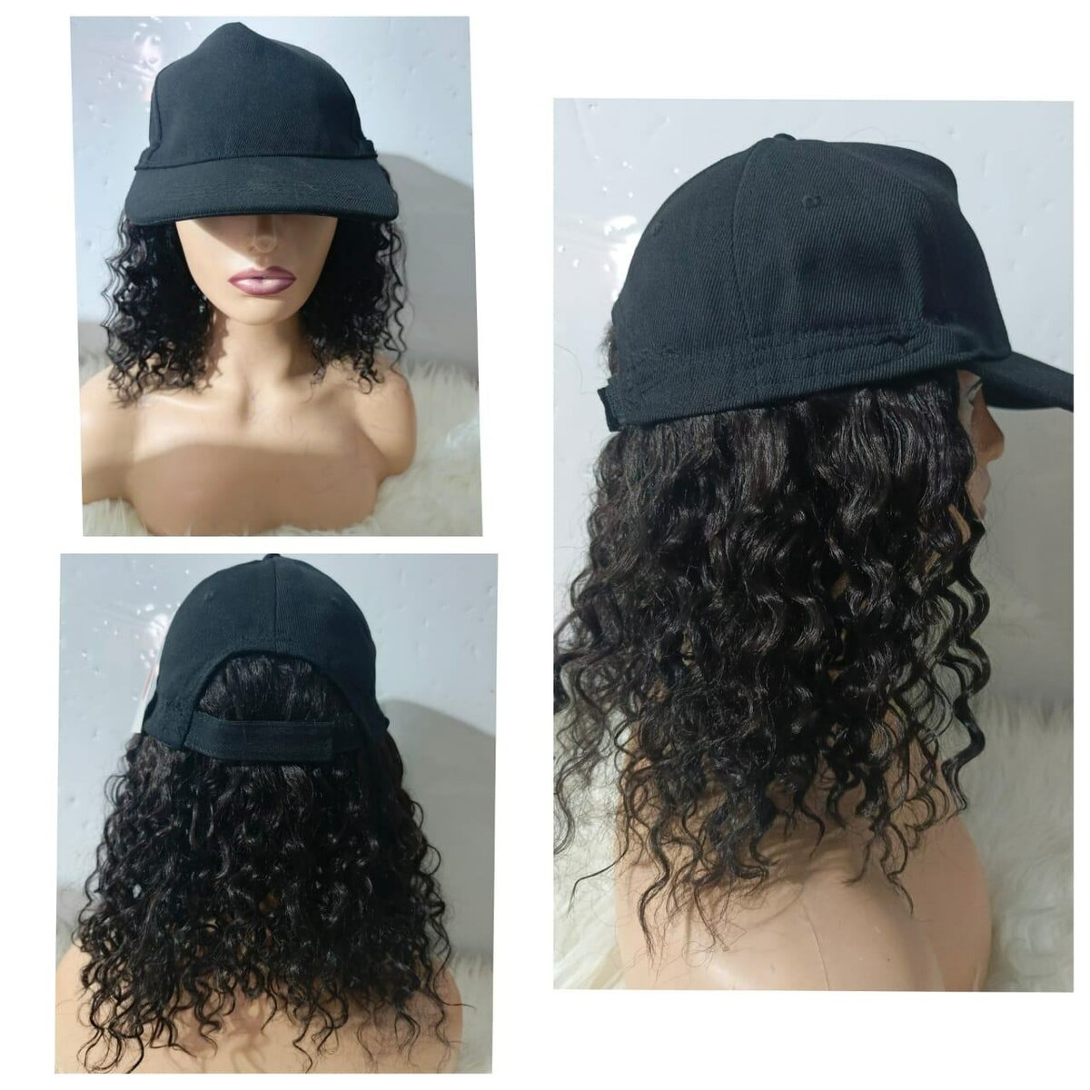 Casquette avec Perruque Bouclée