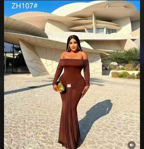 Robe élégante marron soirée