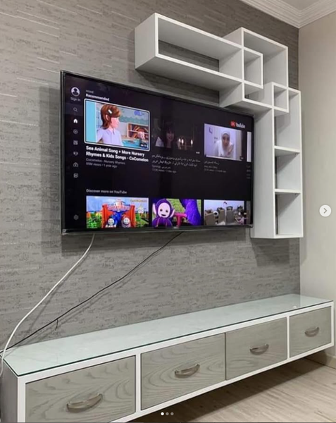 TV cabinet with wall shelves