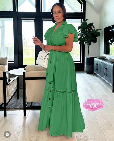 Robe longue élégante verte