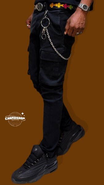 Pantalon cargo noir pour homme