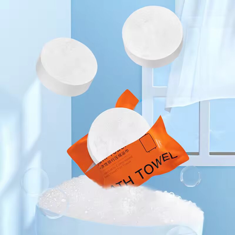 Serviette de bain comprimée jetable