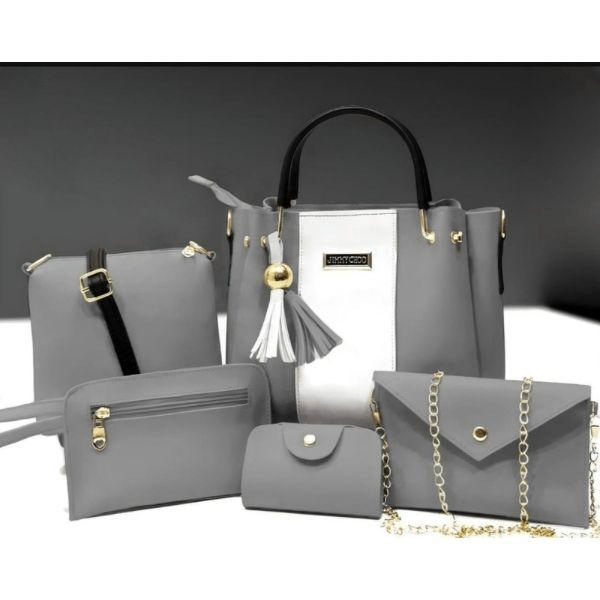 Stylish Women's PU Leahther Hand Bag Set- 5 Pcs