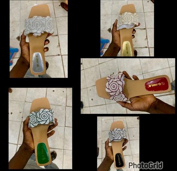 Ladies flat glitter slippers