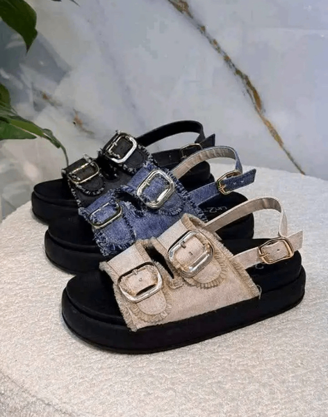 Sandales à plateforme en denim