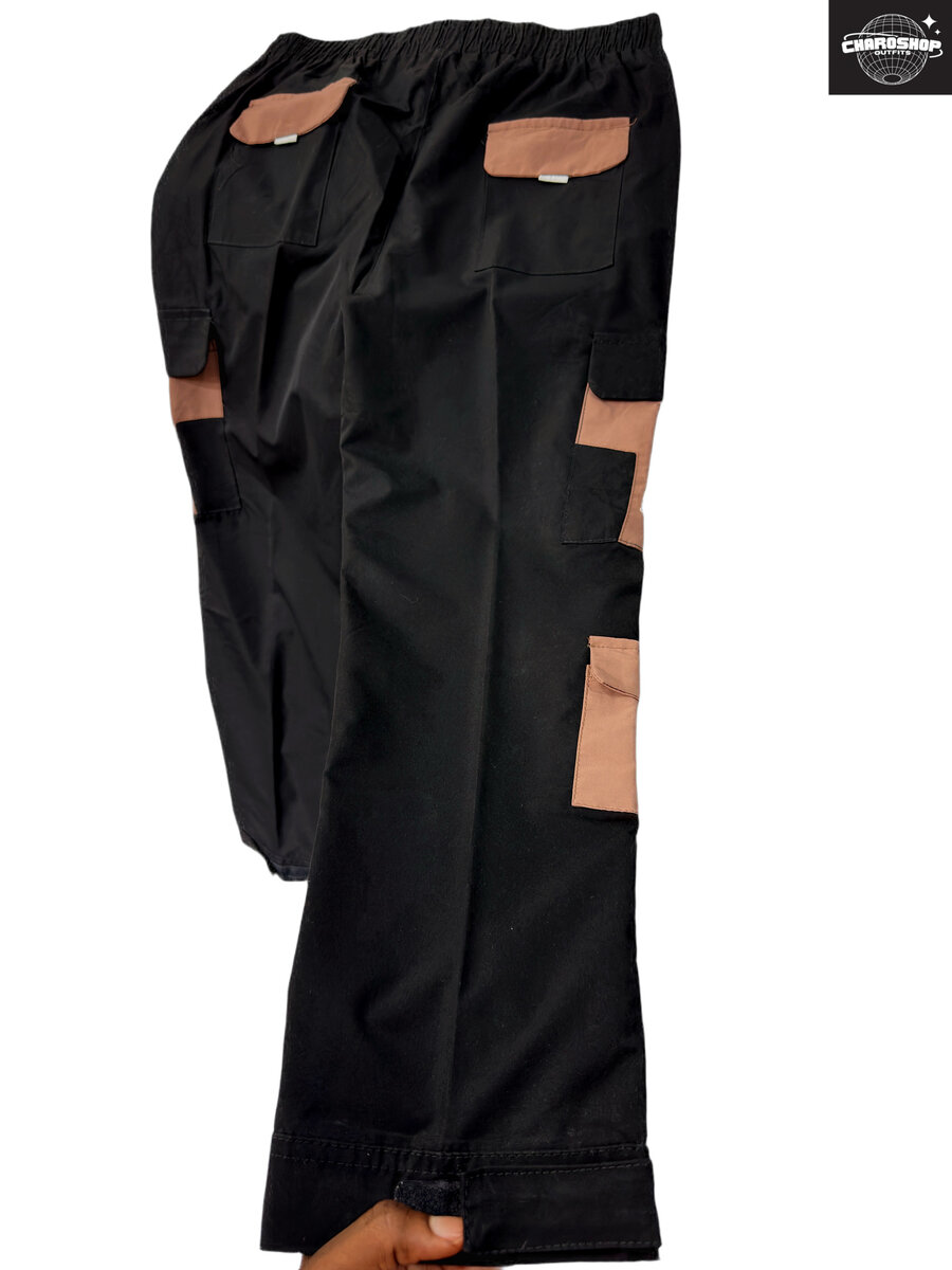 Pantalon cargo noir à poches