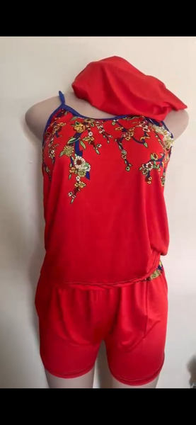 Pyjama court fleuri femme