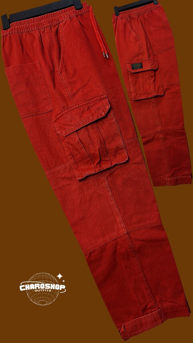 Pantalon cargo rouge confortable