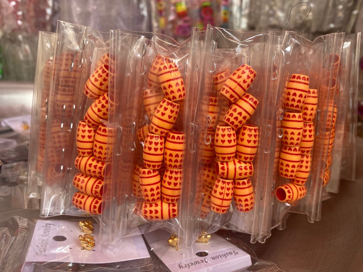 Brown hair beads plastic