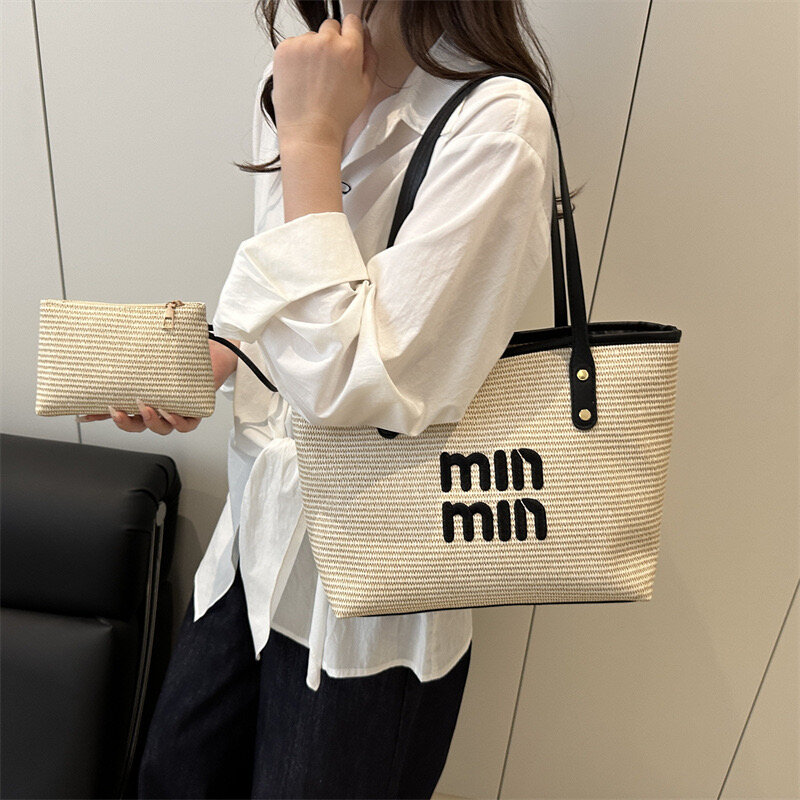 Stylish Straw Tote Bag Set