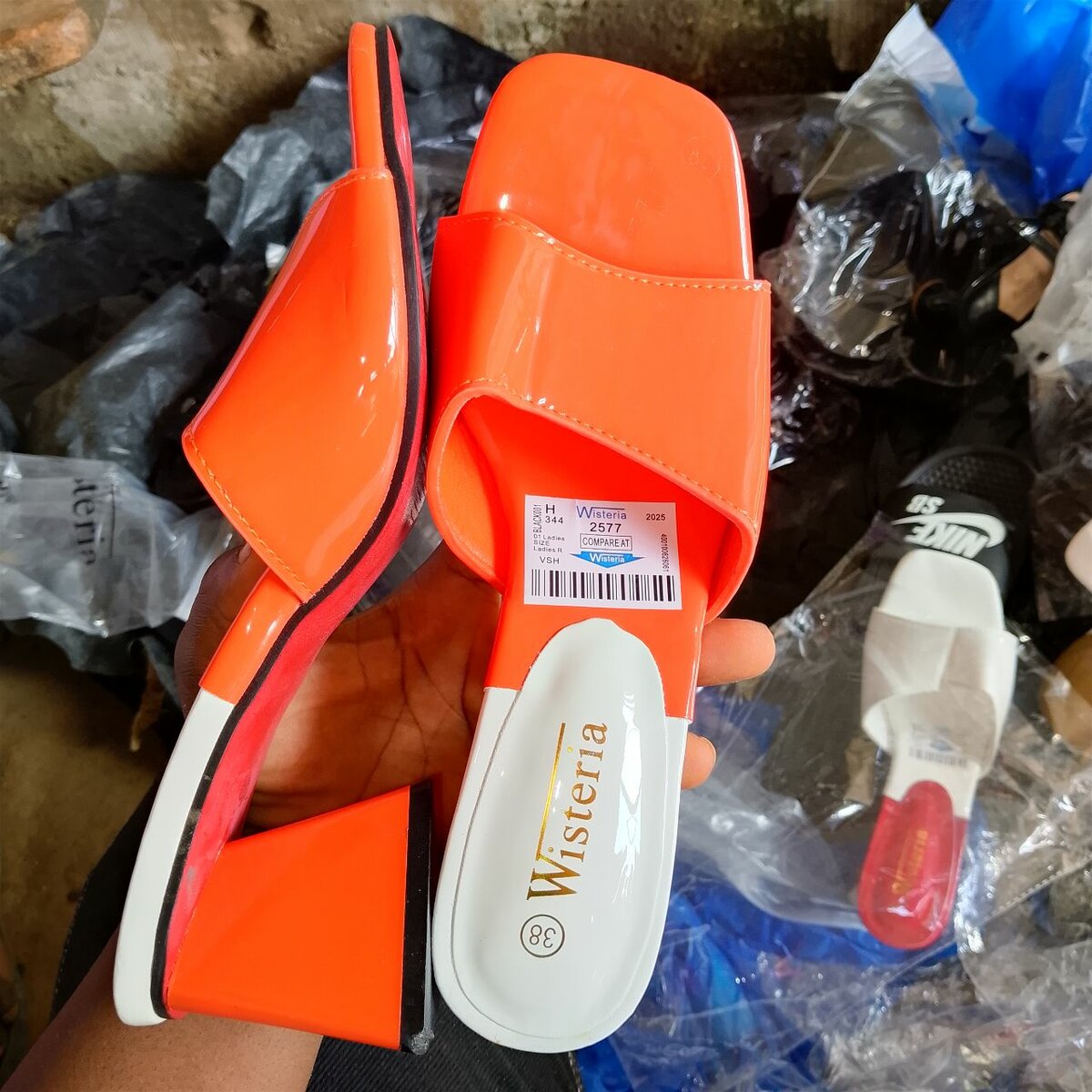 Mules à talon orange