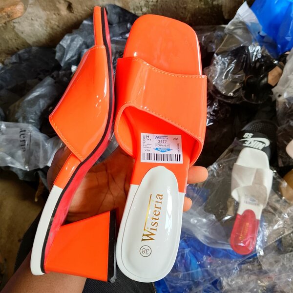 Mules à talon orange