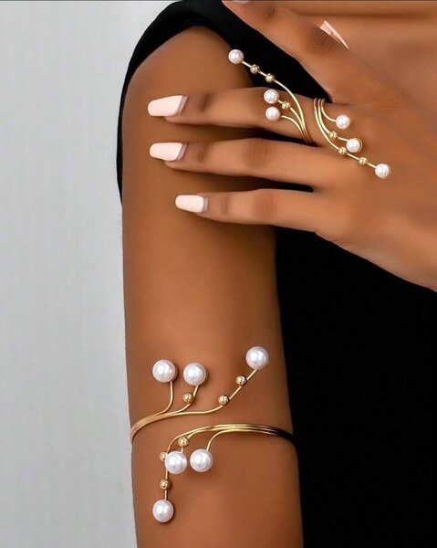 Bracelet et Bague perlé