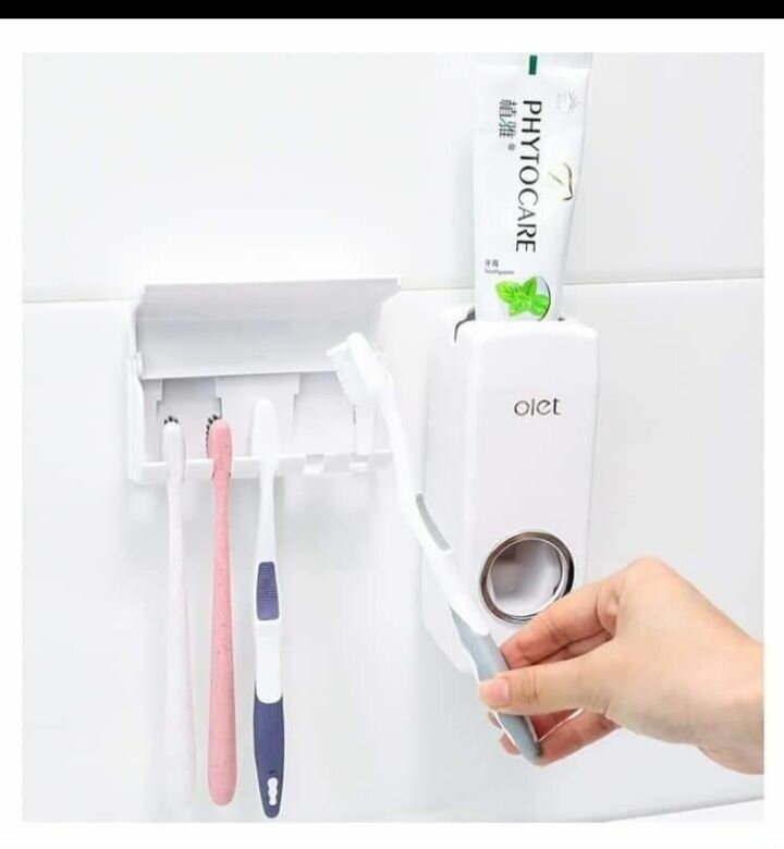 Toothpaste Dispenser and Toothbrush Holder