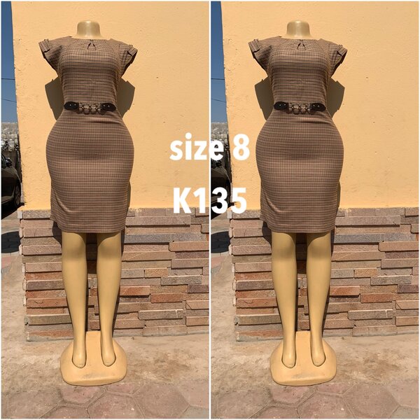 Brown dress in a small check size 8