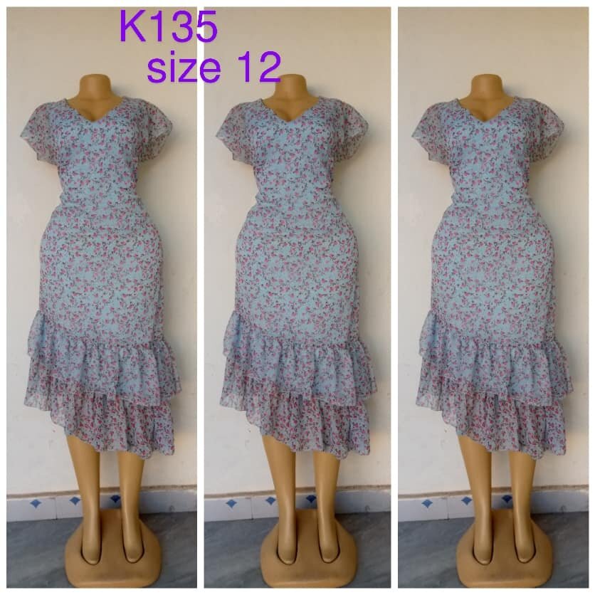 Light blue dress with small flowers, size 12