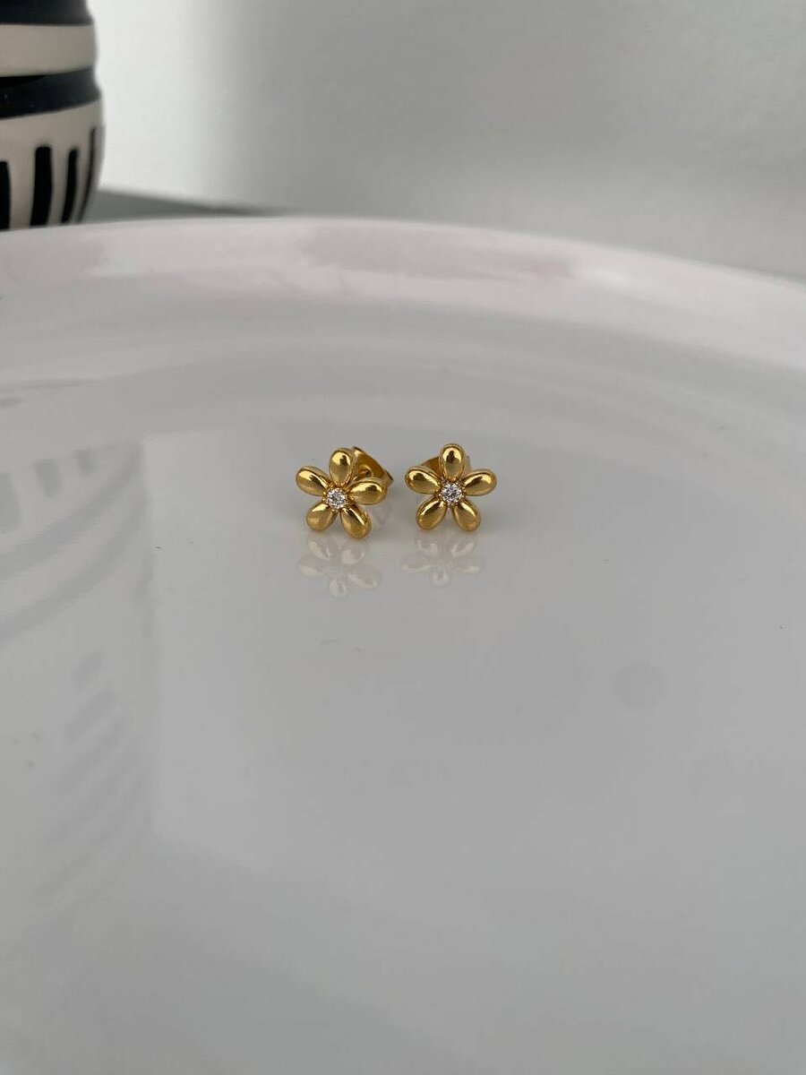 Boucles d'oreilles fleurs dorées