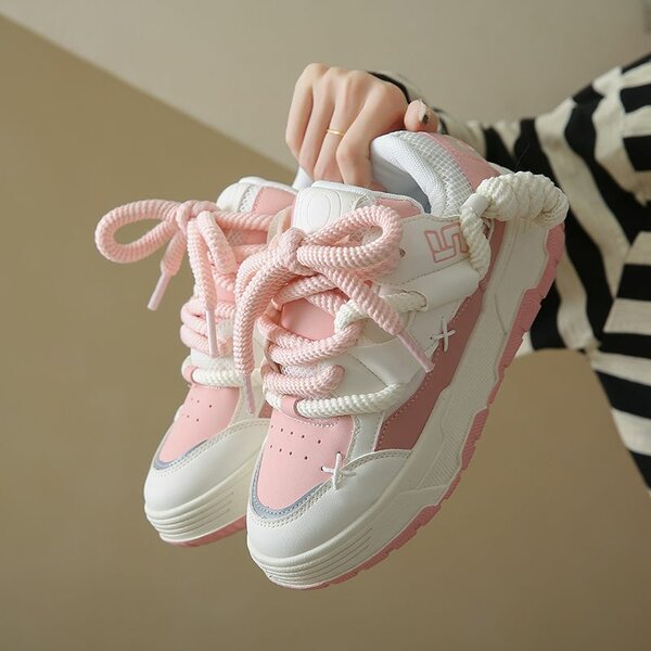 Baskets rose et blanc 38