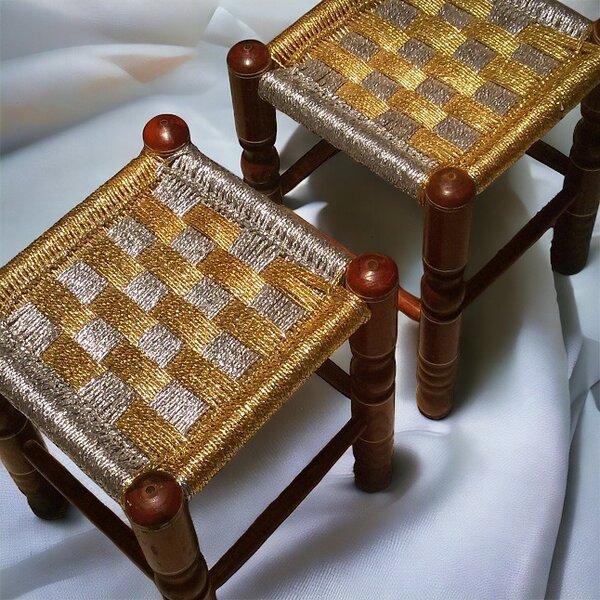 Pair of 2 Hania Wooden Classic Stools