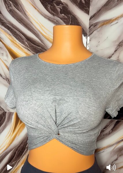 T-shirt femme nouée grise