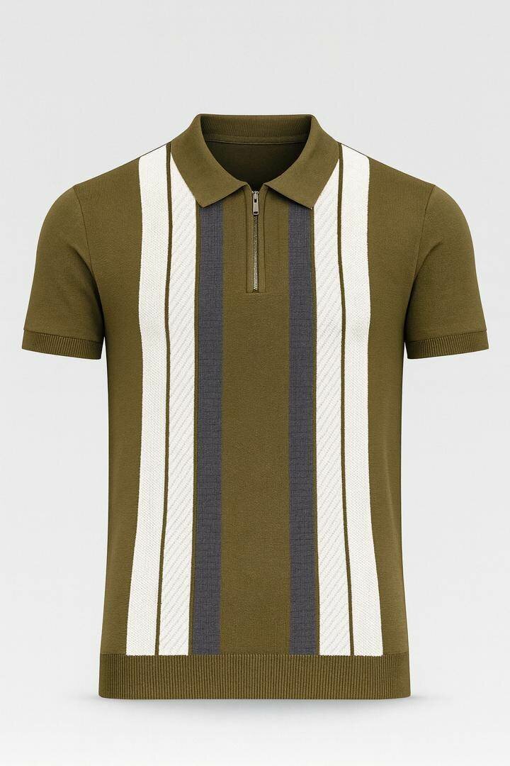 Polo tricot rayé élégant homme