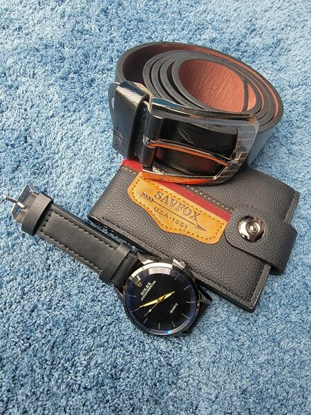 Watch,belt and wallet combo