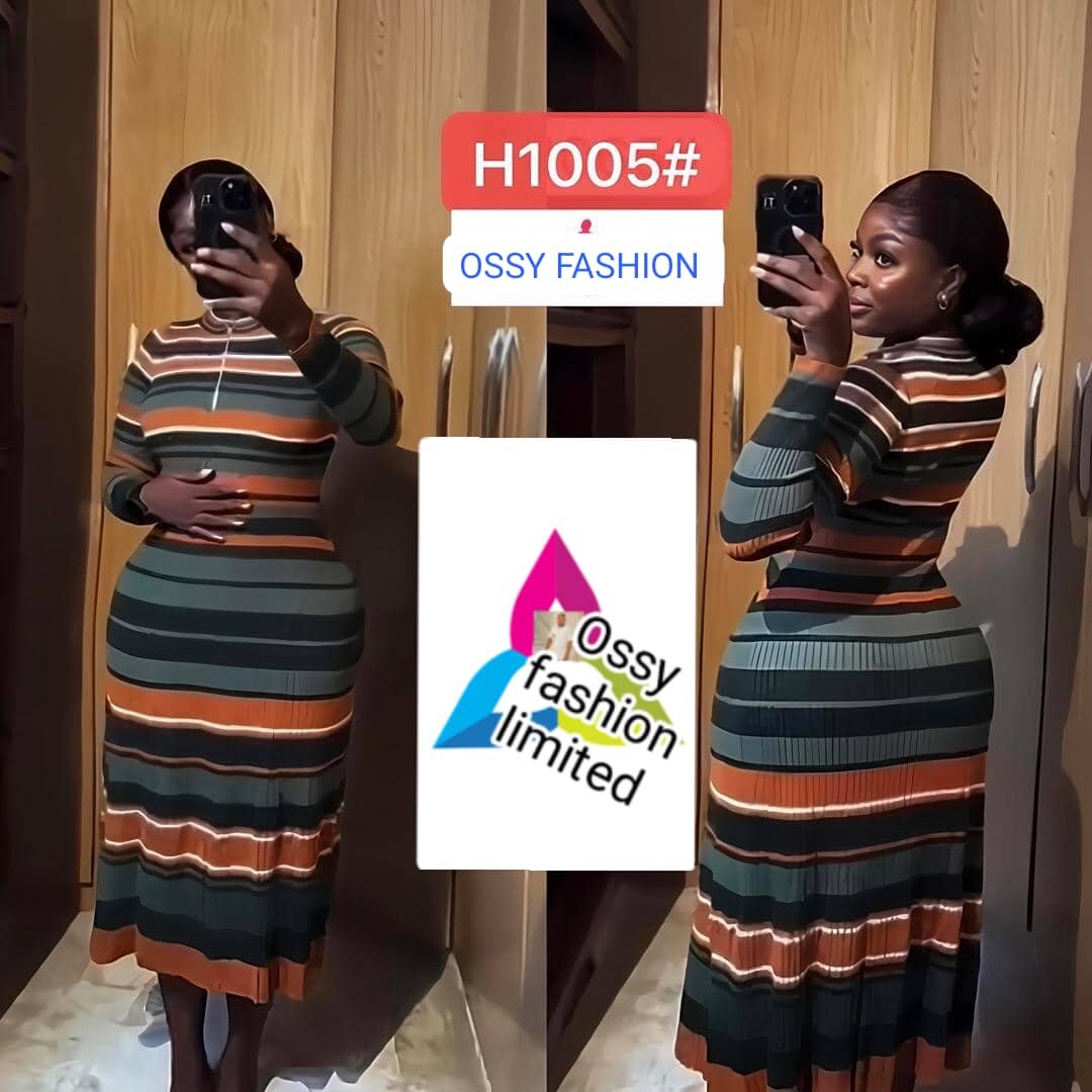 Robe rayée en tricot élégant