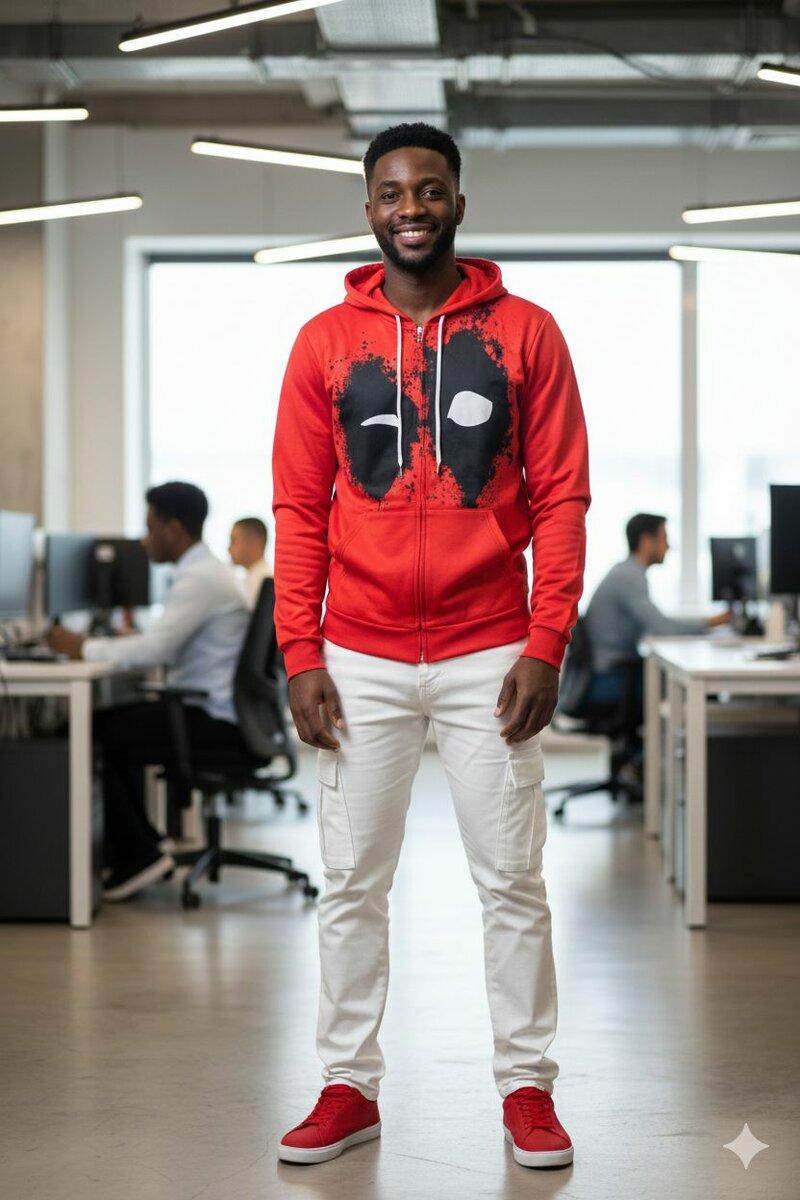 Sweat à Capuche Rouge Graphique