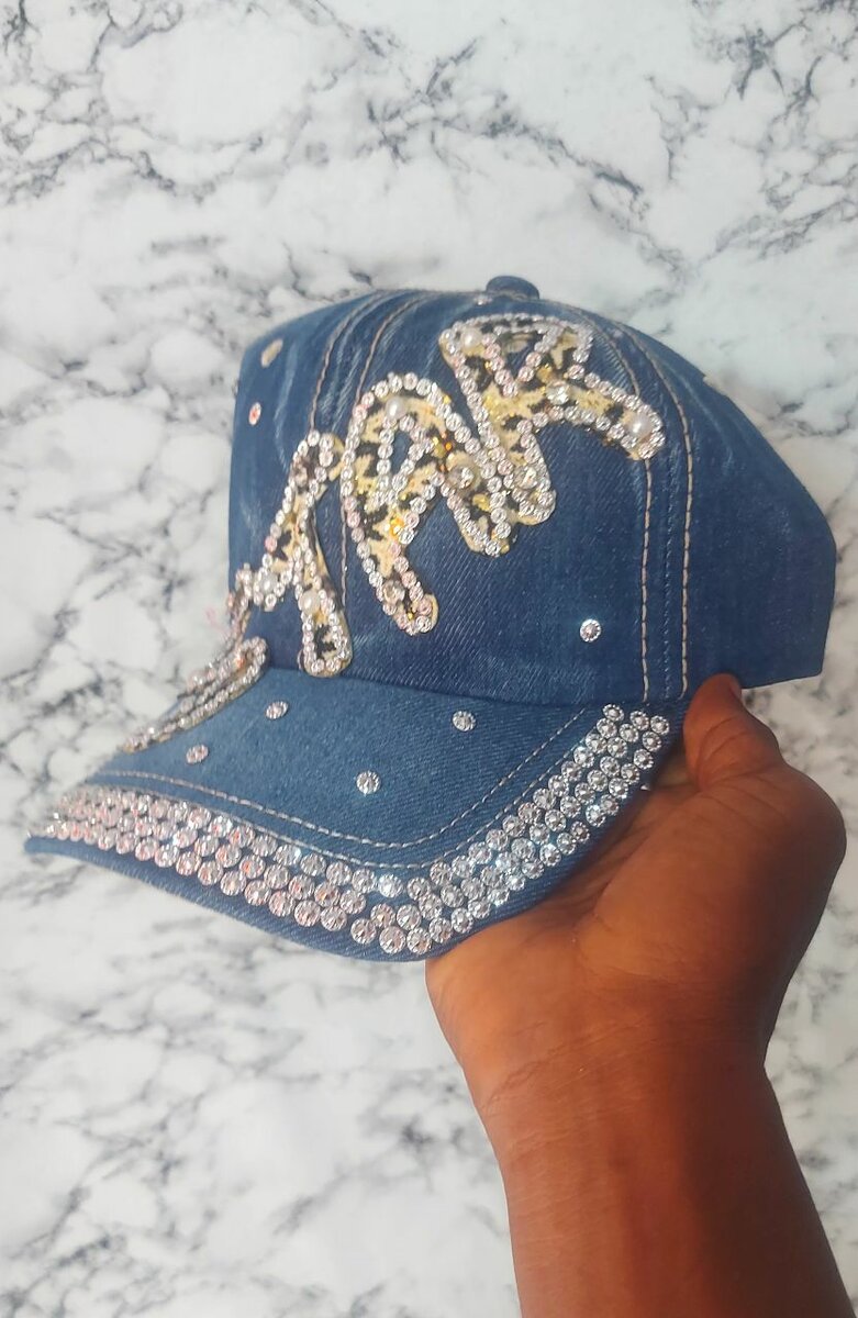 Casquette en denim strass