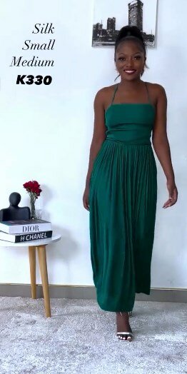 Maxi dress, green, silk