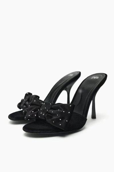 Mules à talons nœud chic