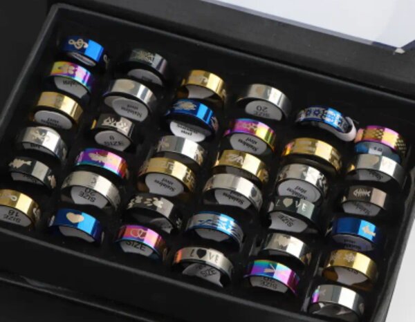 Bague en acier inoxydable multicolore