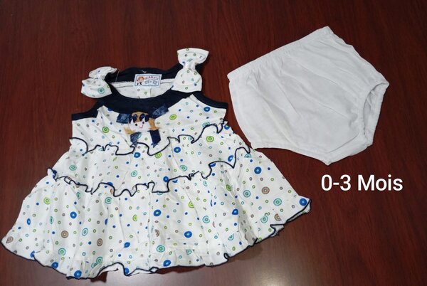 Robe bébé 0-3 mois à motifs