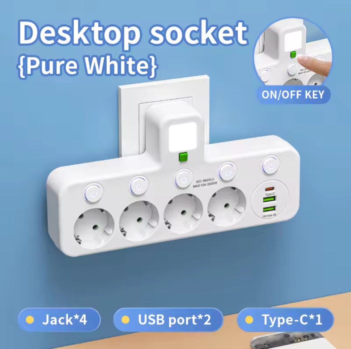 Prise murale USB avec interrupteur