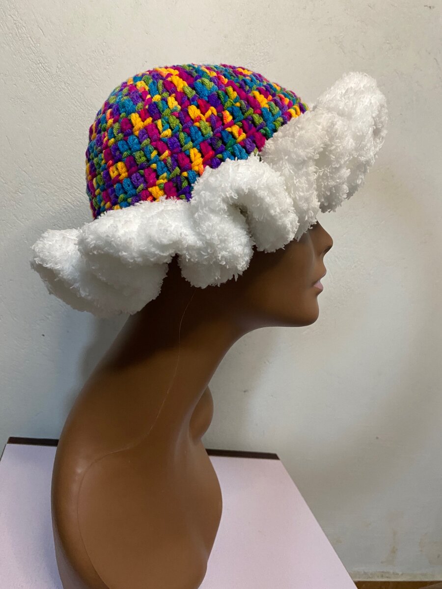Crochet ruffled hat