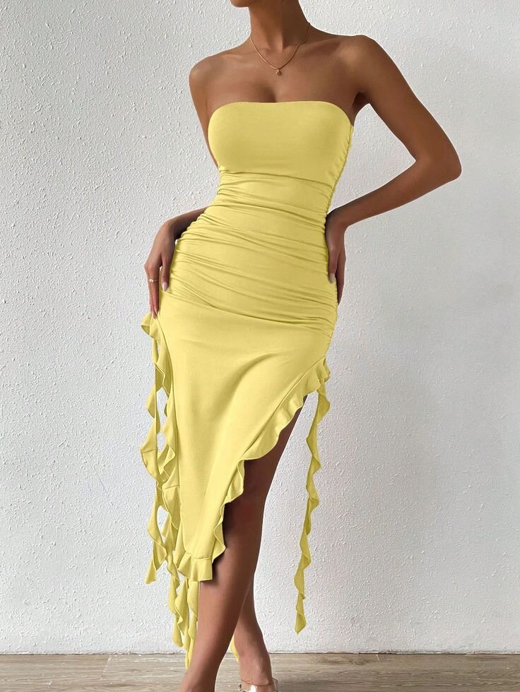 Robe verte sexy sans bretelles